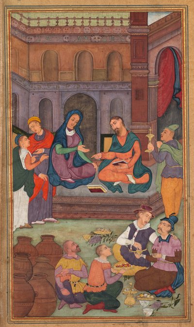 Las bodas de Caná, del Espejo de la Santidad Mirat al-quds del Padre Jerome Xavier, 1602-1604 de Unbekannt