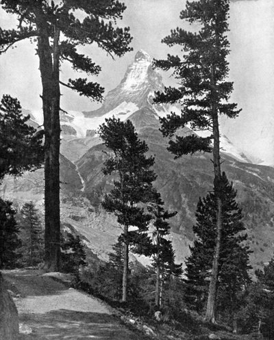 El Matterhorn visto desde el camino Riffel, los Alpes, siglo XX de Unbekannt