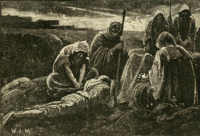 Los hombres de Jabesh llorando sobre la tumba de Saúl y Jonatán, 1890 de Unbekannt