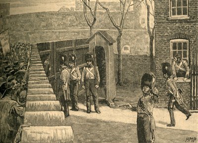 La turba de Spenceans convocando la Torre de Londres, 1816 c. 1890 de Unbekannt