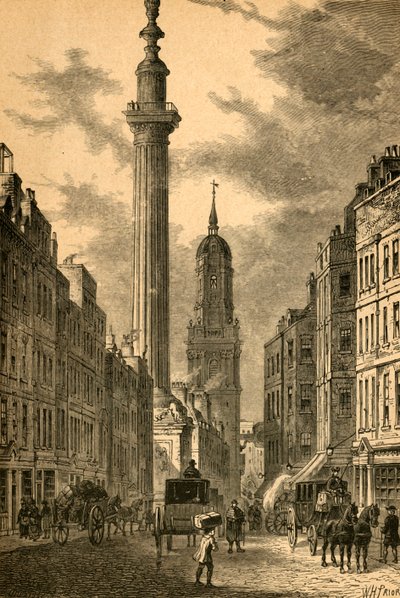 El Monumento y la Iglesia de San Magnus, alrededor de 1800, 1897 de Unbekannt