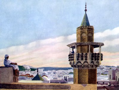 El muecín en su minarete llamando a los fieles a la oración, 1926 de Unbekannt