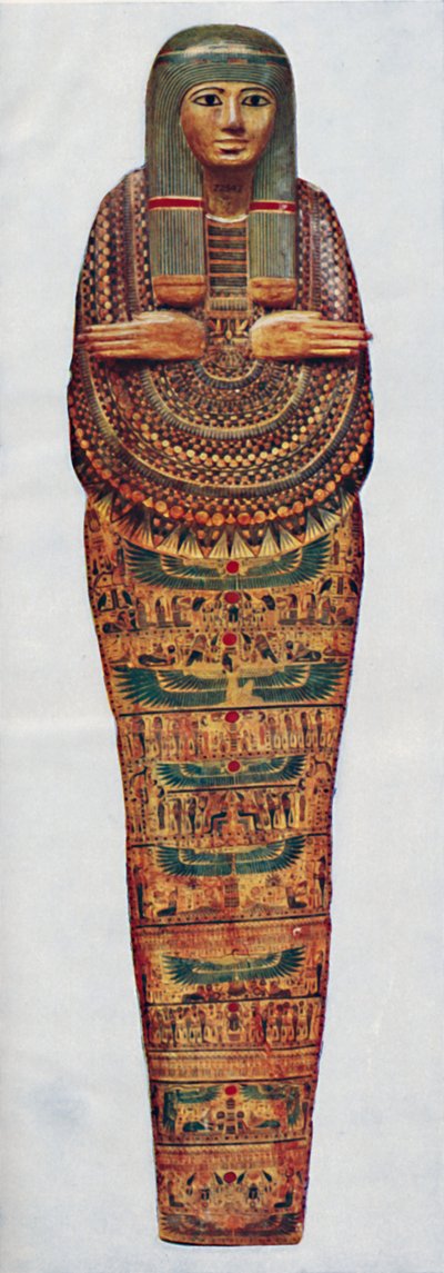 El sarcófago de una sacerdotisa de Amón-Ra que data de 1600 a.C., c. 1935 de Unbekannt