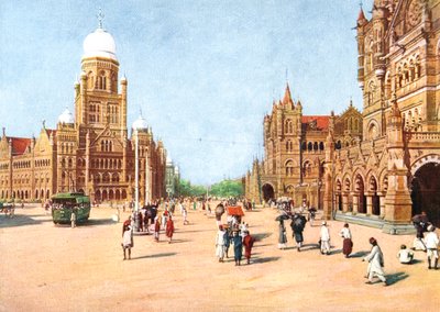 Las oficinas municipales y la terminal Victoria, Bombay, India, principios del siglo XX de Unbekannt