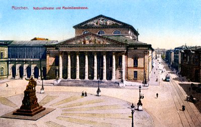 El Teatro Nacional y Maximilian Strasse, Múnich, Alemania, 1925 de Unbekannt