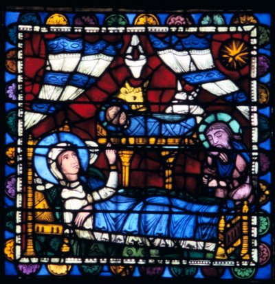 La Natividad, vidriera, Catedral de Chartres, Francia, 1194-1260 de Unbekannt
