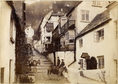 El Nuevo Inn y la calle, Clovelly, Devon, finales del siglo XIX o principios del siglo XX de Unbekannt