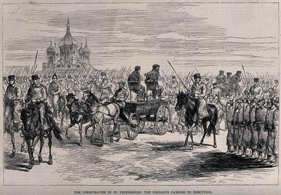 Los nihilistas llevados a la ejecución en San Petersburgo, ca 1881 de Unbekannt