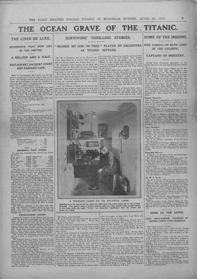 La tumba oceánica del Titanic y fotografía de un operador inalámbrico, 20 de abril de 1912 de Unbekannt