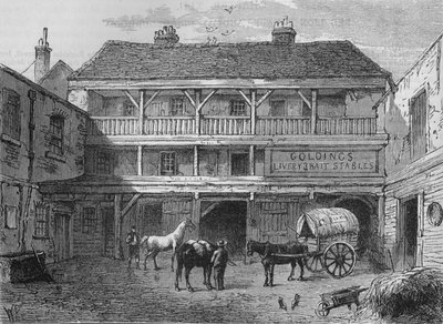 La vieja posada Black Bull, Grays Inn Lane, Londres, c1800 1878 de Unbekannt