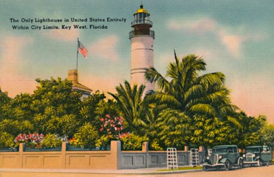El único faro en Estados Unidos completamente dentro de los límites de la ciudad, Key West, Florida, c. 1940s de Unbekannt