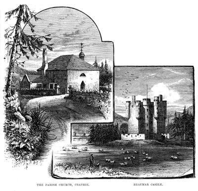 La iglesia parroquial, Crathie, y el castillo de Braemar, Escocia, 1900 de Unbekannt