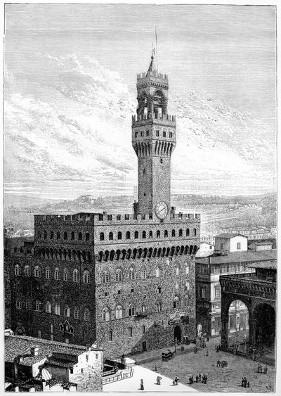La Piazza della Signoria, Palazzo Vecchio, Florencia, Italia de Unbekannt