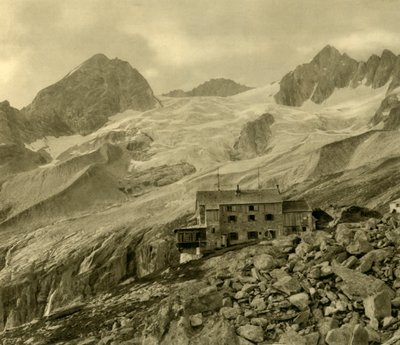 La Plauener Hütte y el glaciar, Zillergrund, Tirol, Austria, c1935 de Unbekannt