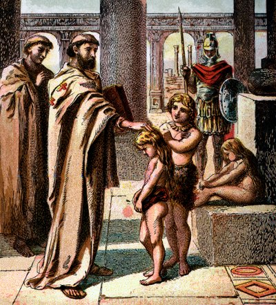 El Papa y los niños sajones, c1850 de Unbekannt
