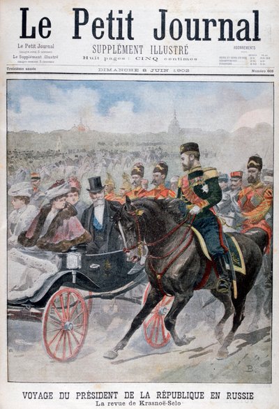 El presidente de la República de Francia revisando tropas, Krasnoye Selo, Rusia de Unbekannt