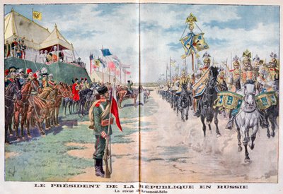 El Presidente de la República revisando tropas rusas, Krasnoye Selo, Rusia, 1914 de Unbekannt