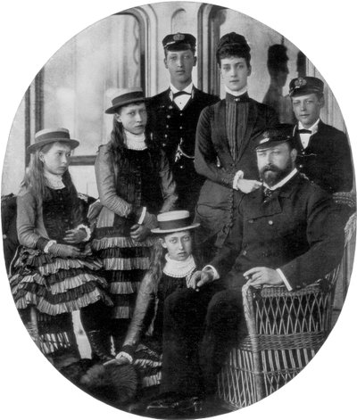 El Príncipe y la Princesa de Gales con su familia a bordo del yate real, siglo XIX 1910 de Unbekannt