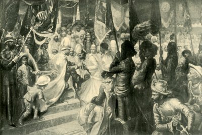 El Príncipe de Gales confiriendo la Orden de la Estrella de la India en Calcuta, 1901 de Unbekannt