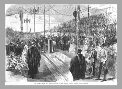 El Príncipe de Gales colocando la piedra principal en la Nueva Escuela de Gramática en Reading, 1870 de Unbekannt