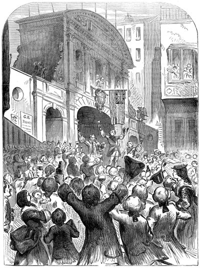 El Príncipe de Gales brindando por el éxito de la guerra en Temple Bar, Londres, siglo XVIII, siglo XIX de Unbekannt