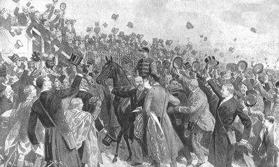 El primer Derby del Príncipe, 1896: Su Alteza Real liderando a Persimmon, 1901 de Unbekannt