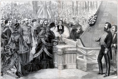 La Princesa de Gales lanzando el nuevo barco acorazado Alexandra, 1875 de Unbekannt