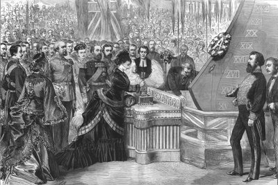 La Princesa de Gales lanzando el nuevo barco acorazado Alexandra, 1875 de Unbekannt