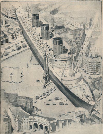 El Queen Mary en relación con Trafalgar Square, Londres, 1936 de Unbekannt