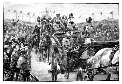 La llegada de la Reina en Peel Park cerca de Manchester, 1851, 1888 de Unbekannt