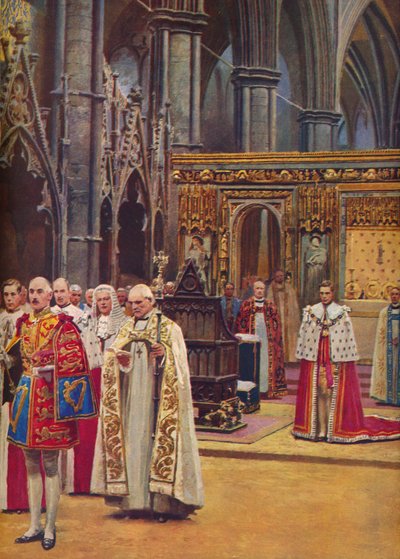 El reconocimiento: El rey se presenta ante la asamblea, presentado por el arzobispo, 1937 de Unbekannt