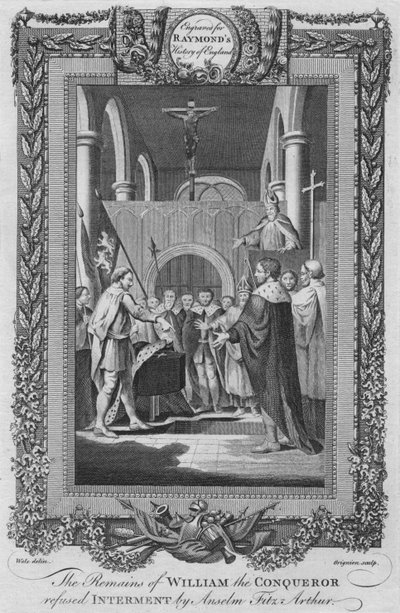 Los restos de Guillermo el Conquistador rechazados para el entierro por Anselmo Fitz Arthur, c1787 de Unbekannt