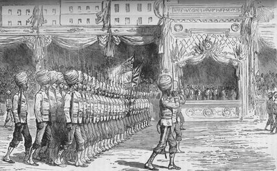 La revista en El Cairo: Desfile de los Beloochees, c1880 de Unbekannt