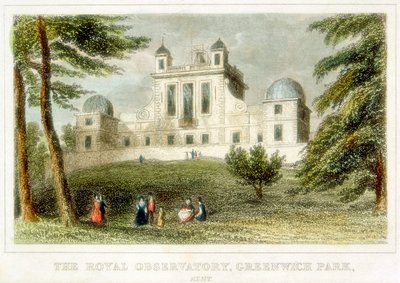 El Real Observatorio de Greenwich, Casa Flamsteed, Parque de Greenwich, Londres, c. 1835 de Unbekannt