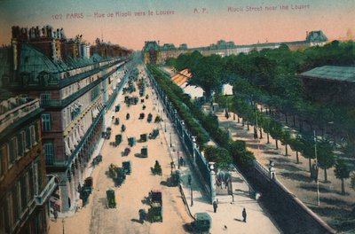 La Rue de Rivoli mirando hacia el Louvre, París, c1920 de Unbekannt