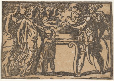 El sacrificio o Mucio Escévola, después de Parmigianino de Unbekannt