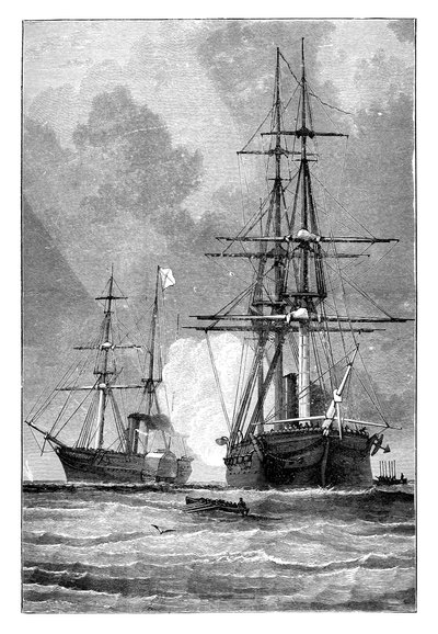 El San Jacinto, deteniendo el Trent, 1861 de Unbekannt