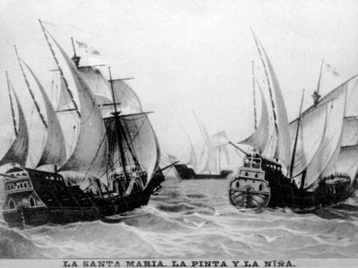 La Santa María, la Pinta y la Niña, siglo XV, 1920s de Unbekannt
