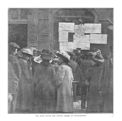 La escena alrededor de la mesa fatídica en Southampton, 20 de abril de 1912 de Unbekannt
