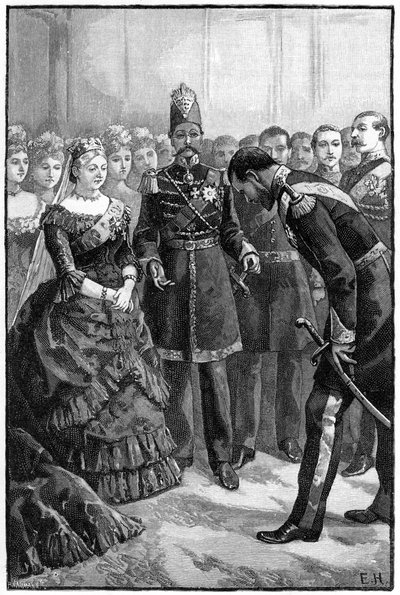 El Shah de Persia presentando su traje a la Reina Victoria en Windsor, mediados-finales del siglo XIX de Unbekannt