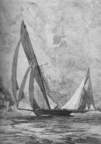 El Shamrock y el Columbia compitiendo por la Copa América, 1899 1906 de Unbekannt