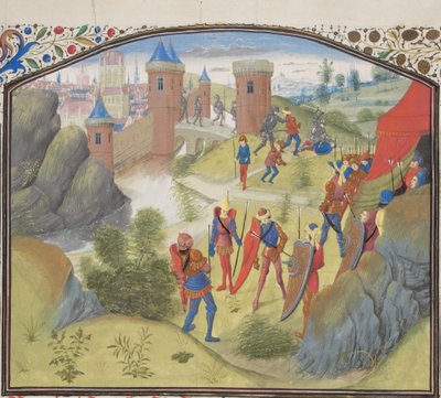 El sitio de Antioquía. Miniatura de la Historia de Guillermo de Tiro, 1460s de Unbekannt