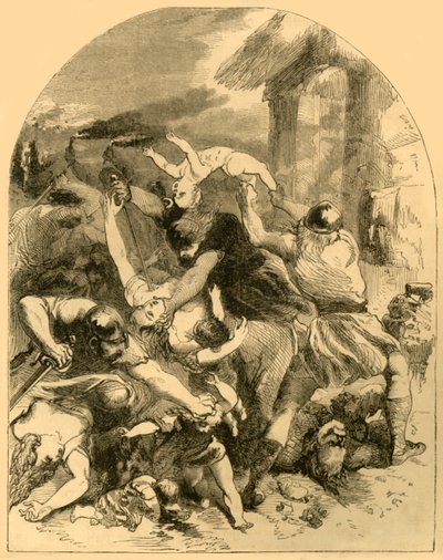 La hermana del Rey Sweyn asesinada en la Masacre General de los Daneses por los Sajones 1002, c1890 de Unbekannt