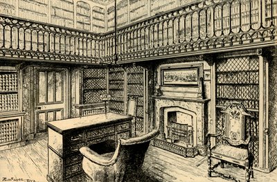 El estudio en Abbotsford, mostrando el escritorio y la silla de Sir Walter Scott, 1882 de Unbekannt