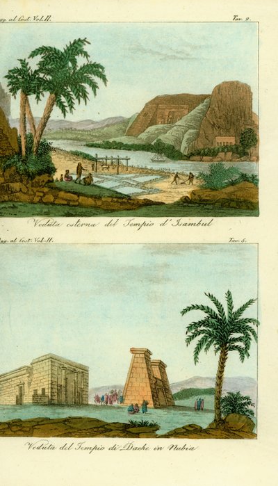 El Templo de Ramsés II en Abu Simbel (Isambul), Nubia, y el Templo de Thoth en Dakka, Nubia de Unbekannt