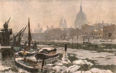 El Támesis: Un invierno severo, c1900 de Unbekannt