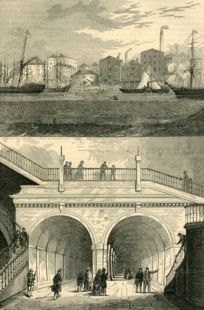 El túnel del Támesis como apareció cuando se abrió originalmente al tráfico, c1872 de Unbekannt