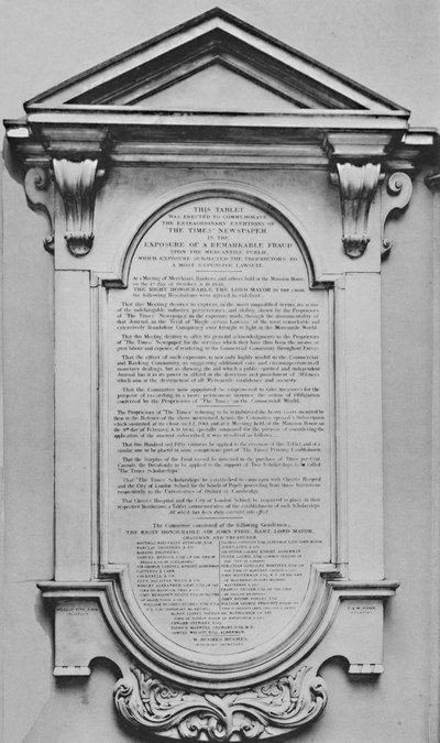 El Memorial de los Tiempos en Lloyds, c. 1800s, 1928 de Unbekannt