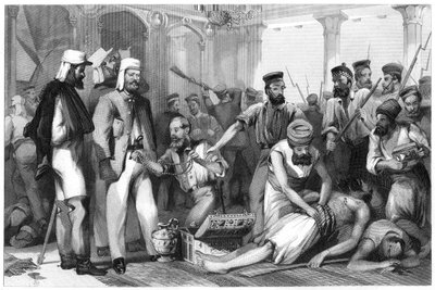 El corresponsal de The Times observando el saqueo del Kaiser Bagh, 1858, c1860 de Unbekannt