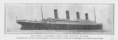 Los pasajeros del Titanic tomando su última mirada a casa, 20 de abril de 1912 de Unbekannt
